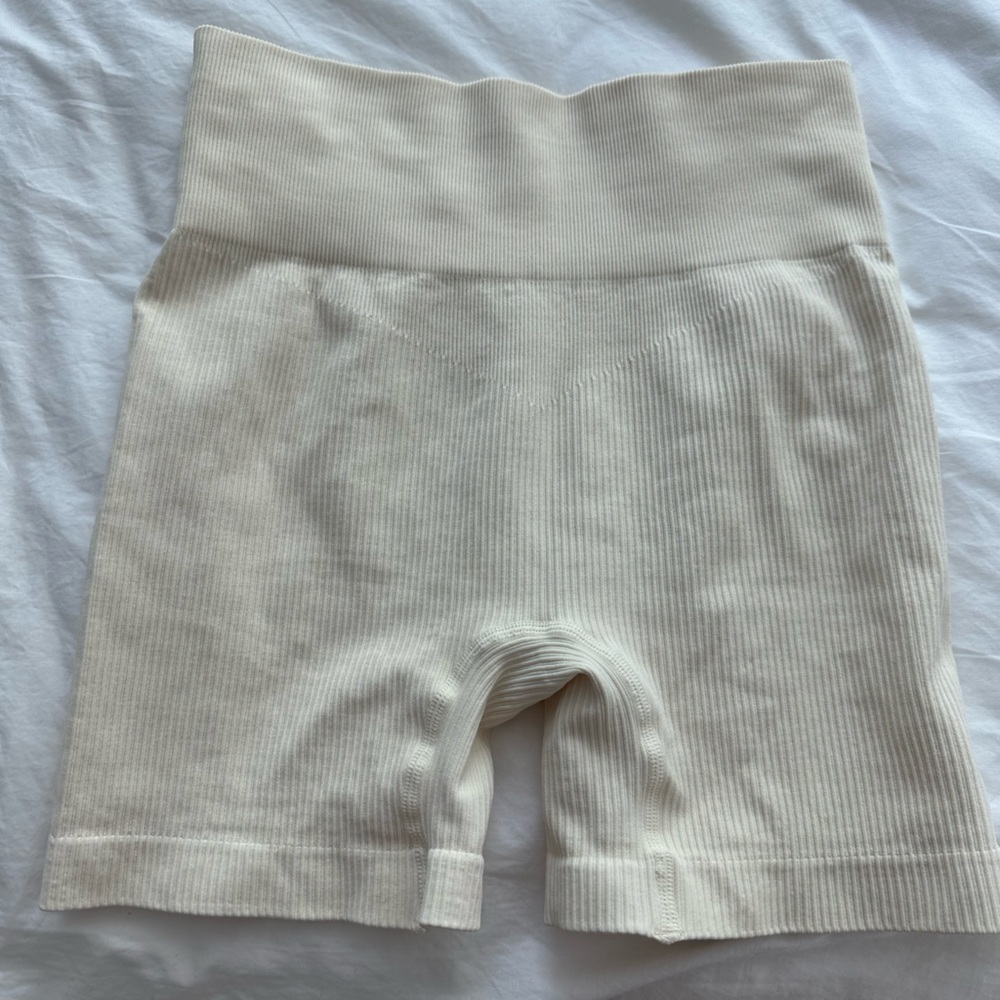 Set of 3 Cream Biker Shorts and Bra (2) Sets
